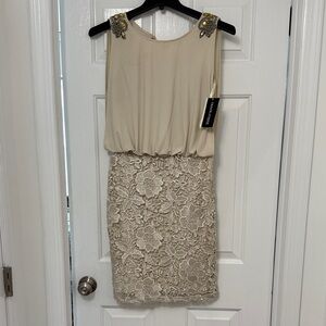 Frank Lyman Design Cream Floral Lace Mini Dress